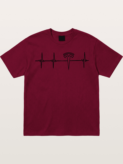 Tesla Logo Heartbeat Sticker Gildan T-shirt