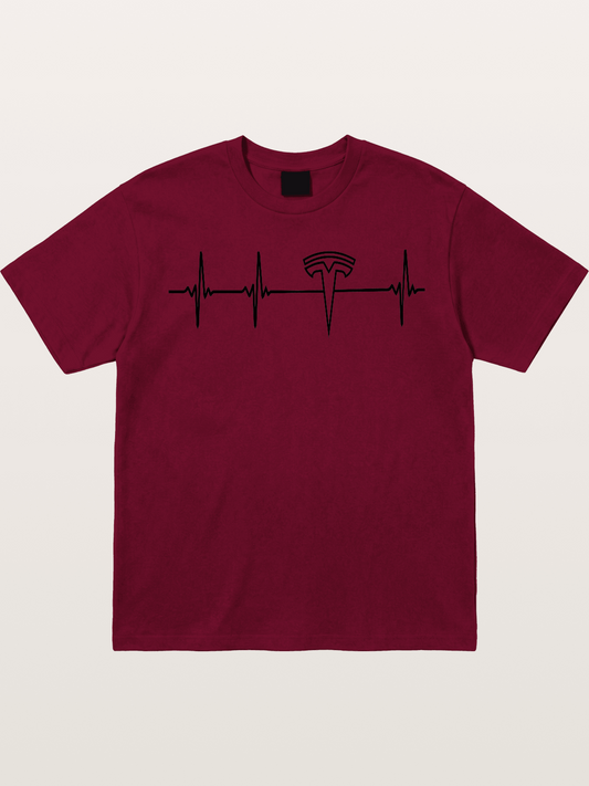 Tesla Logo Heartbeat Sticker Gildan T-shirt