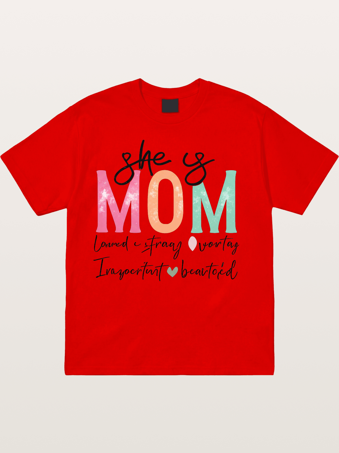 She is Mom Boho Pastel Print Cotton T-shirt