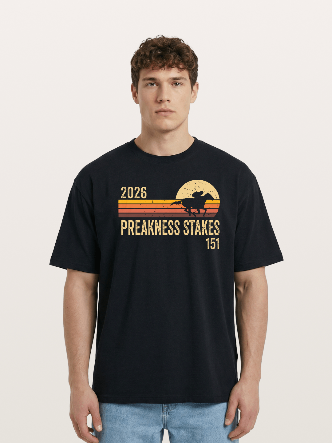 Retro Sunset Preakness Stakes 2026 Cotton T-shirt