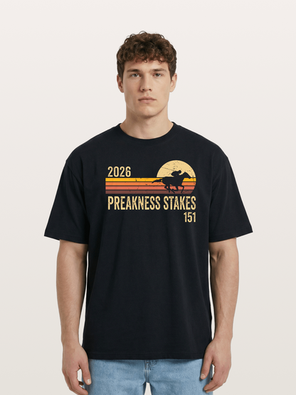 Retro Sunset Preakness Stakes 2026 Cotton T-shirt