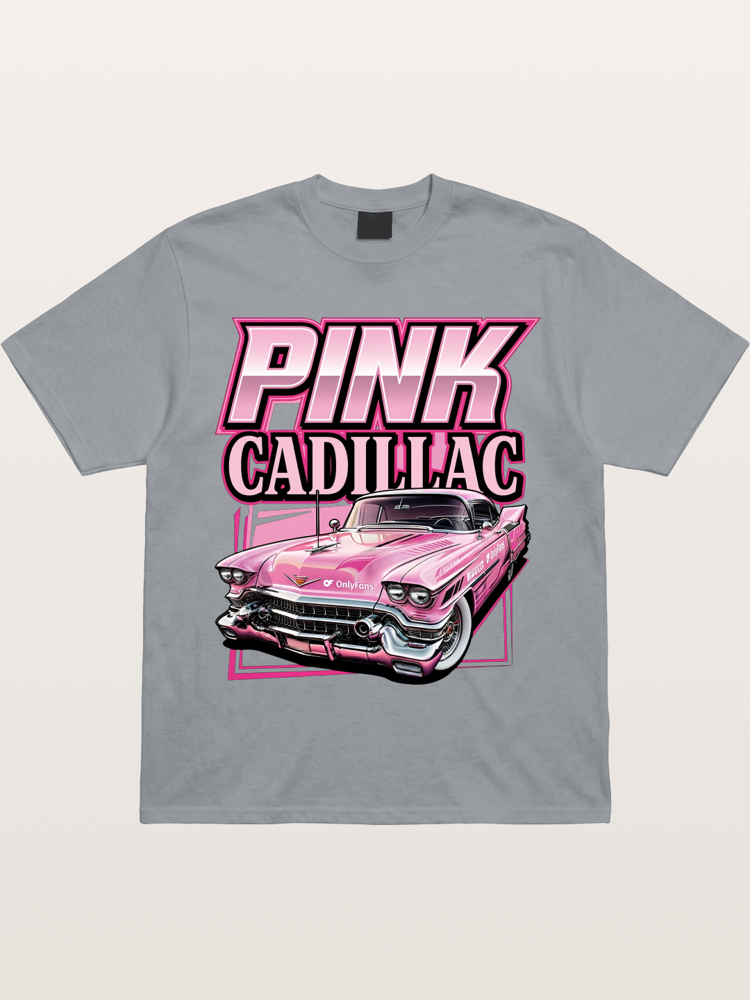 Pink Cadillac Classic Car Art Print Gildan T-shirt