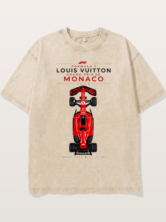 LV Monaco F1 Red Race Car Washed T-shirt