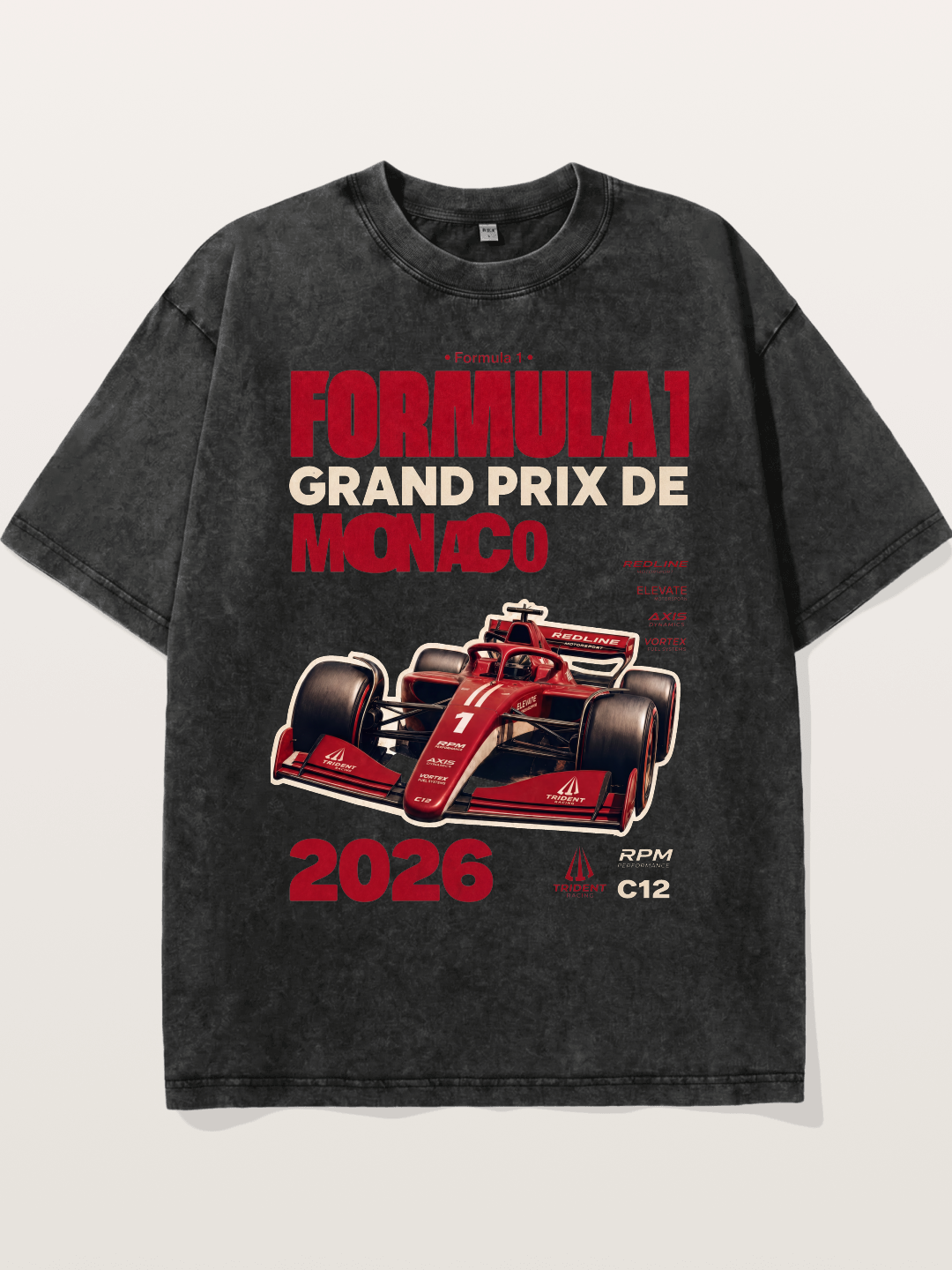Red Monaco F1 2026 Poster Washed T-shirt