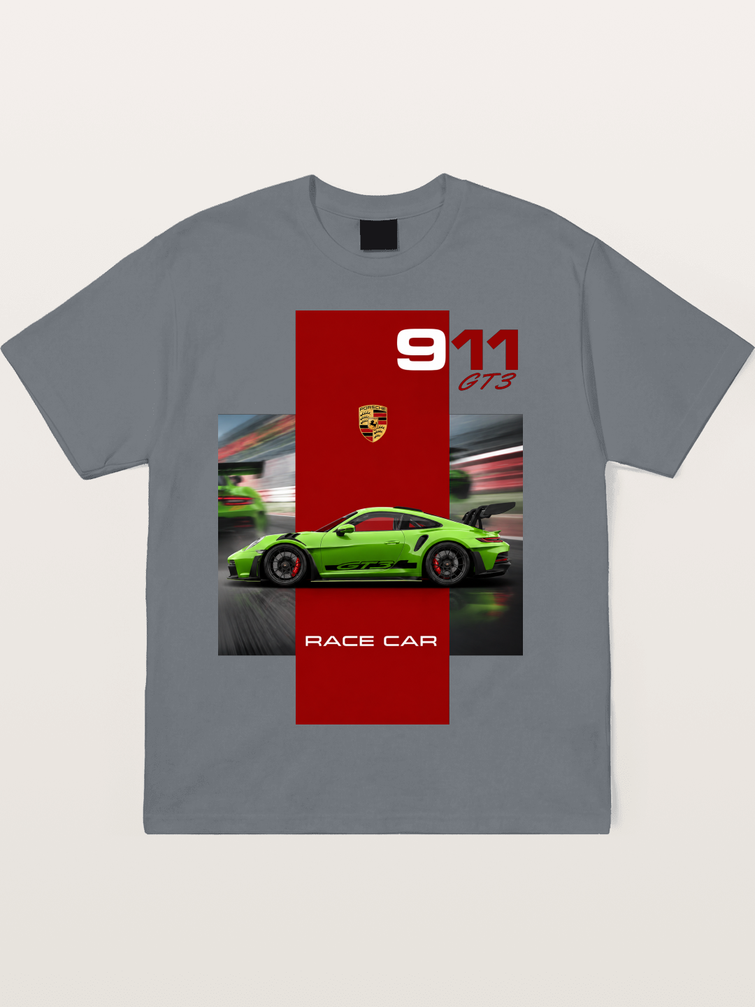 Porsche 911 GT3 Green Race Car Cotton T-shirt