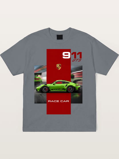 Porsche 911 GT3 Green Race Car Cotton T-shirt