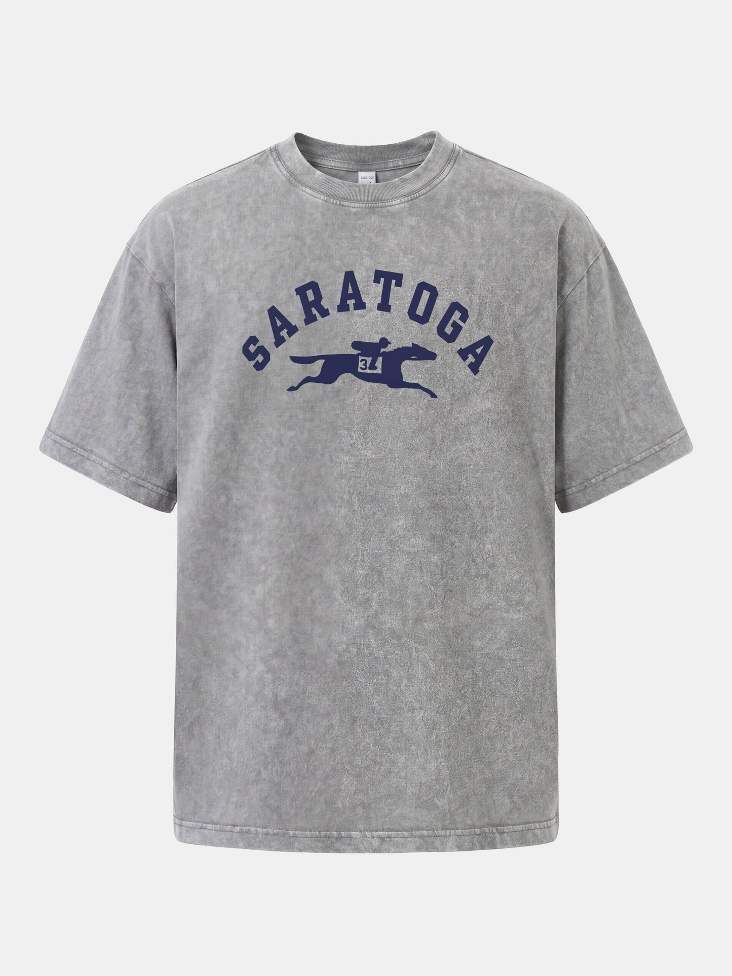Saratoga Navy Horse Racing Mark Washed T-shirt