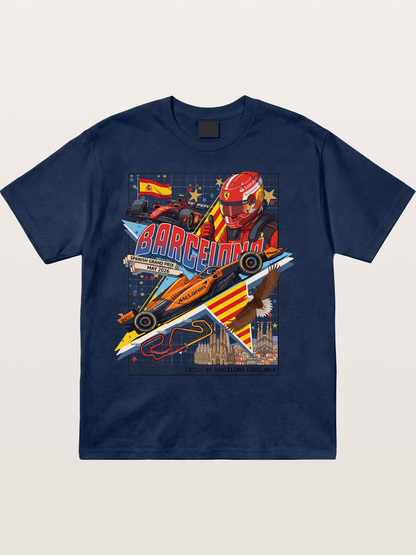 Barcelona GP Spanish Landmark Collage Cotton T-shirt