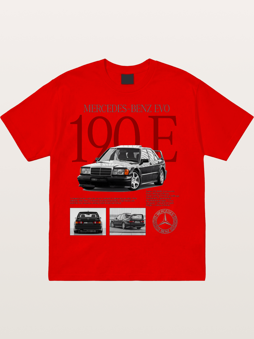 Mercedes-Benz 190E Retro Profile Cotton T-shirt