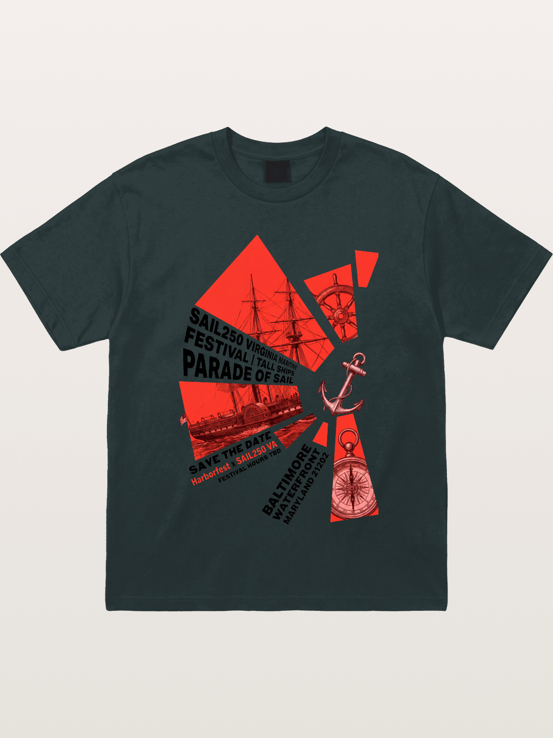 Pink Red Geometric Sail Poster Gildan T-shirt