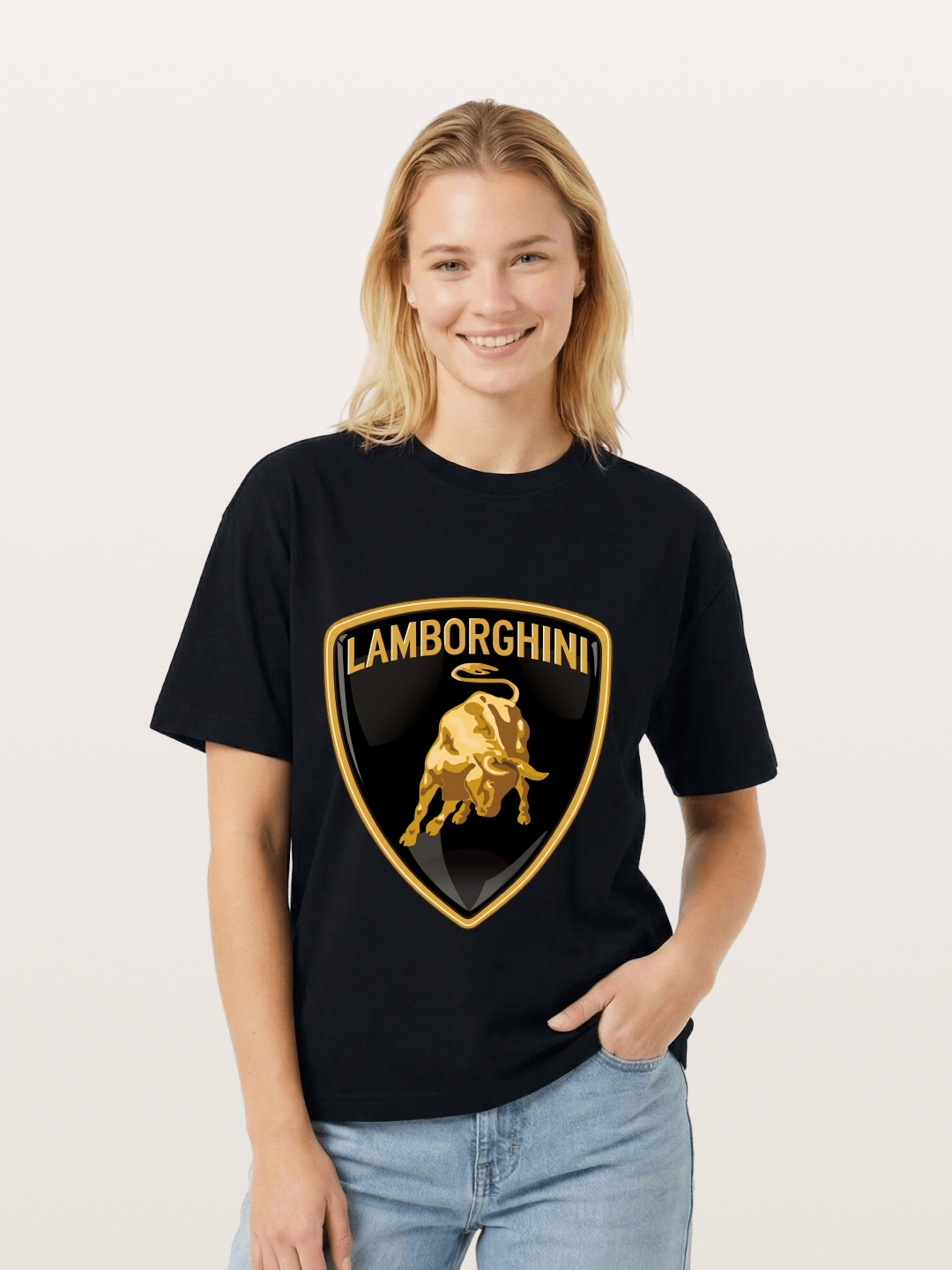 Lamborghini Gold Bull Shield Emblem Gildan T-shirt