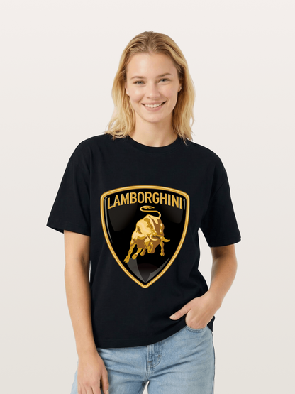 Lamborghini Gold Bull Shield Emblem Gildan T-shirt