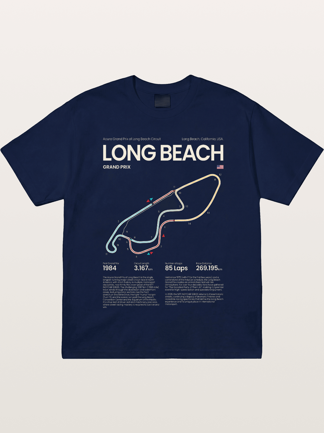 Long Beach GP Circuit Map Gildan T-shirt