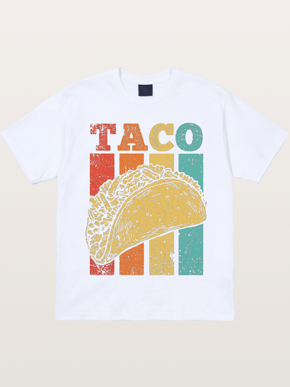 Vintage Taco Retro Stripes Food Gildan T-shirt