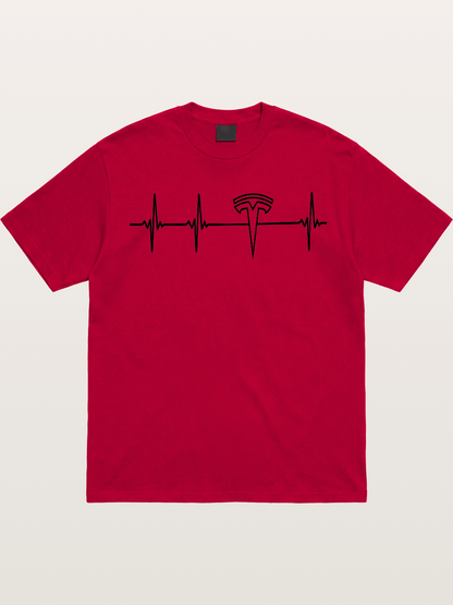Tesla Logo Heartbeat Sticker Gildan T-shirt