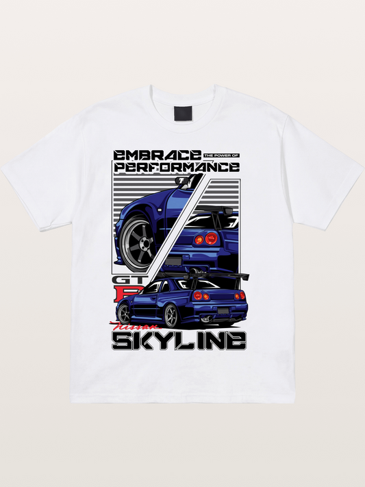 Nissan Skyline GT-R R34 Split View Cotton T-shirt