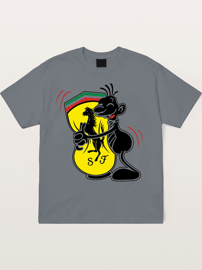 Cartoon Figure Embraces Ferrari Cotton T-shirt