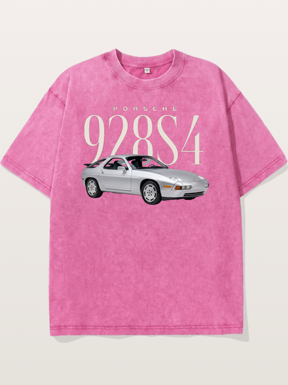 Porsche 928 S4 Silver Coupe Washed T-shirt