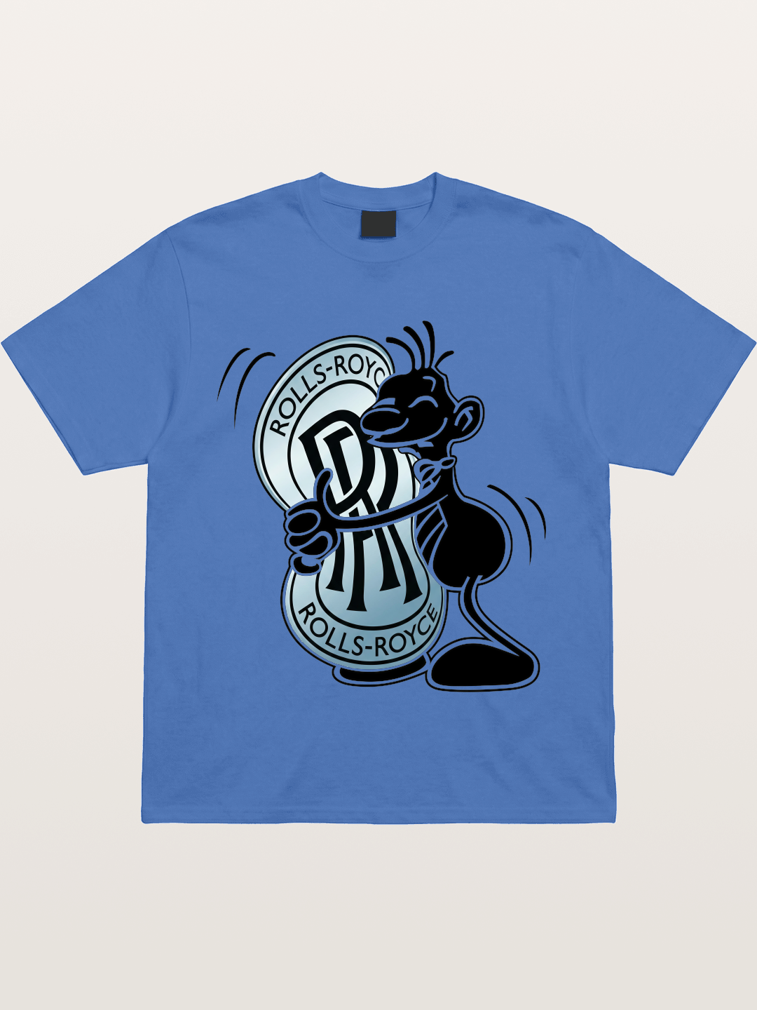 Mascot Hugging Rolls-Royce Logo Gildan T-shirt