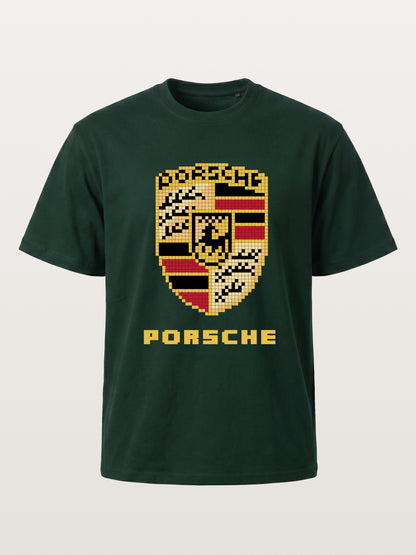 Pixel Mosaic Porsche Crest Emblem Gildan T-shirt