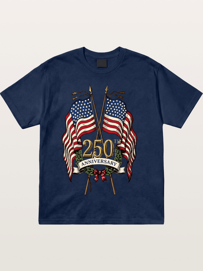 US Flags Anniversary Poster Cotton T-shirt