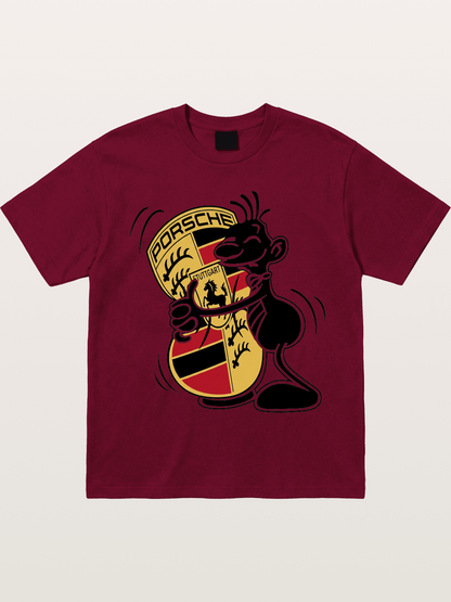 Character Hugging Porsche Crest Gildan T-shirt