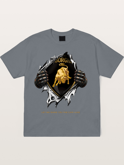 Lamborghini Bull Crest Tear Through Cotton T-shirt