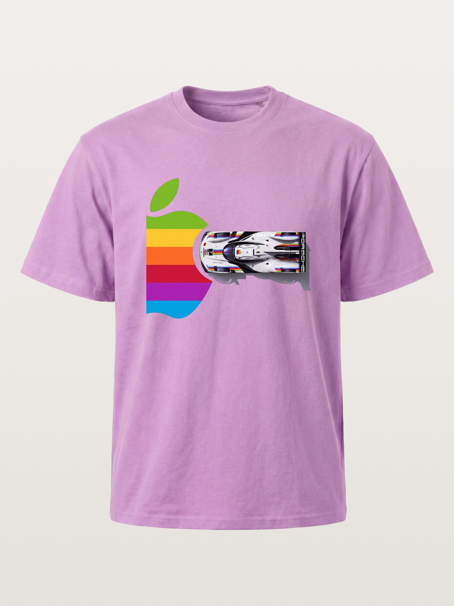 Rainbow Apple Shape Le Mans Race Car Gildan T-shirt