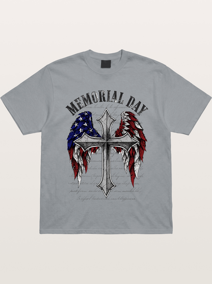 Memorial Day Cross Wings Art Gildan T-shirt