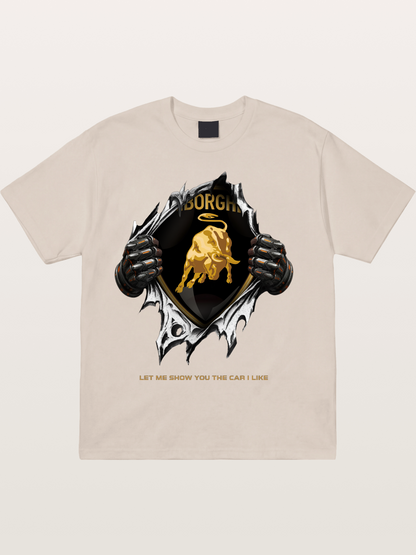 Lamborghini Bull Crest Tear Through Cotton T-shirt