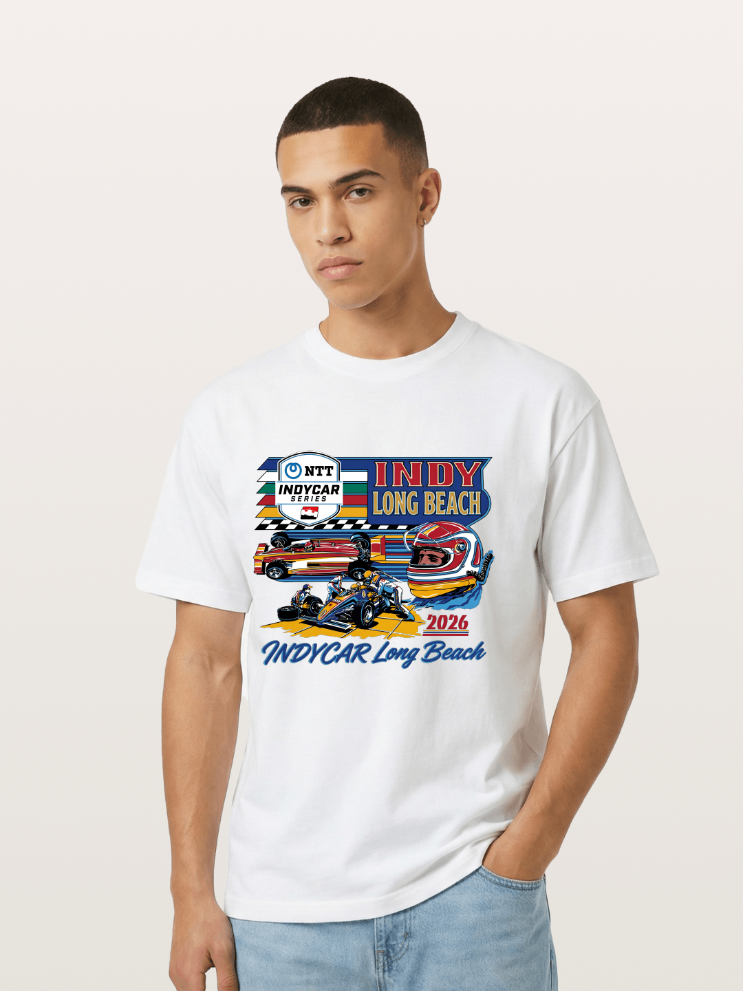 IndyCar Long Beach Vintage Art Gildan T-shirt