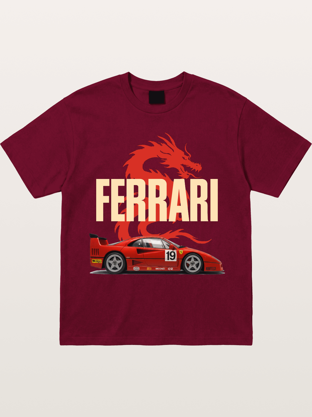 Ferrari F40 Red Dragon Theme Gildan T-shirt