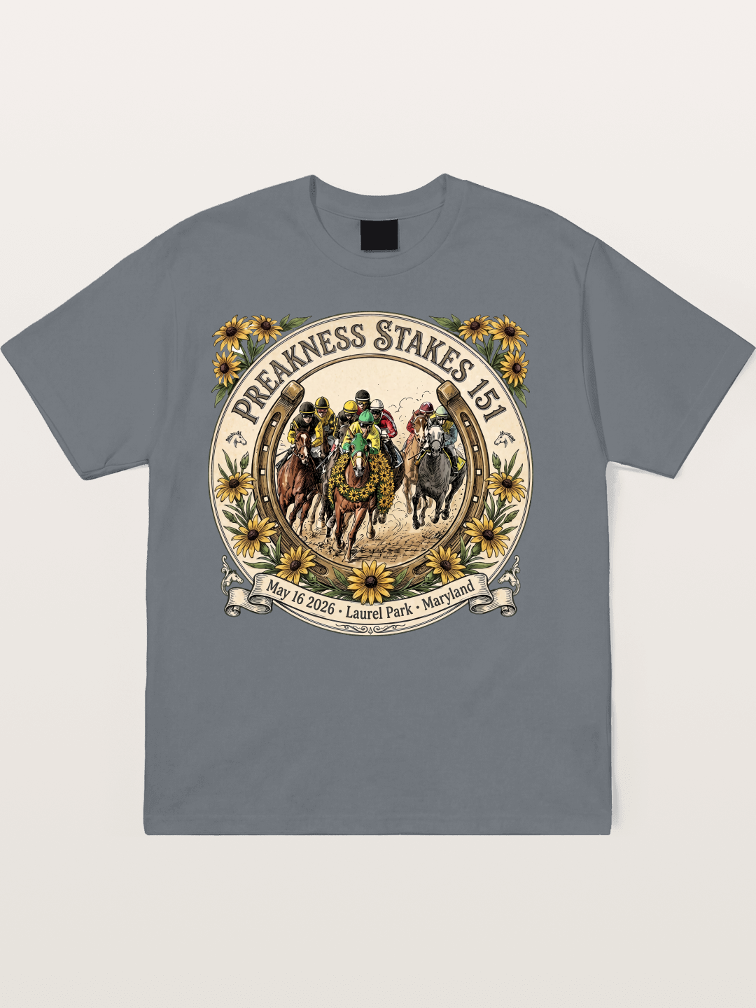 151st Preakness Stakes Horseshoe Badge Cotton T-shirt