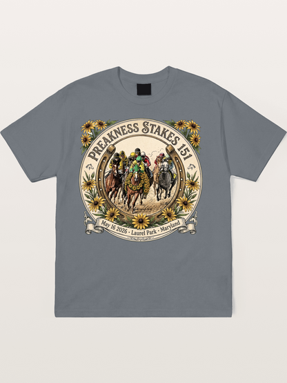 151st Preakness Stakes Horseshoe Badge Cotton T-shirt
