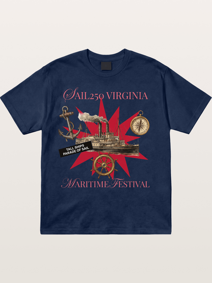 Red Star Tall Ship Festival Art Cotton T-shirt