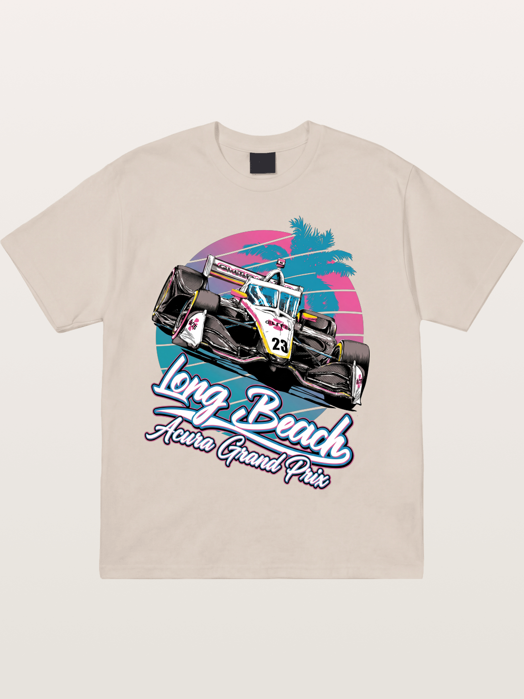 Retro Long Beach Race Graphic Cotton T-shirt