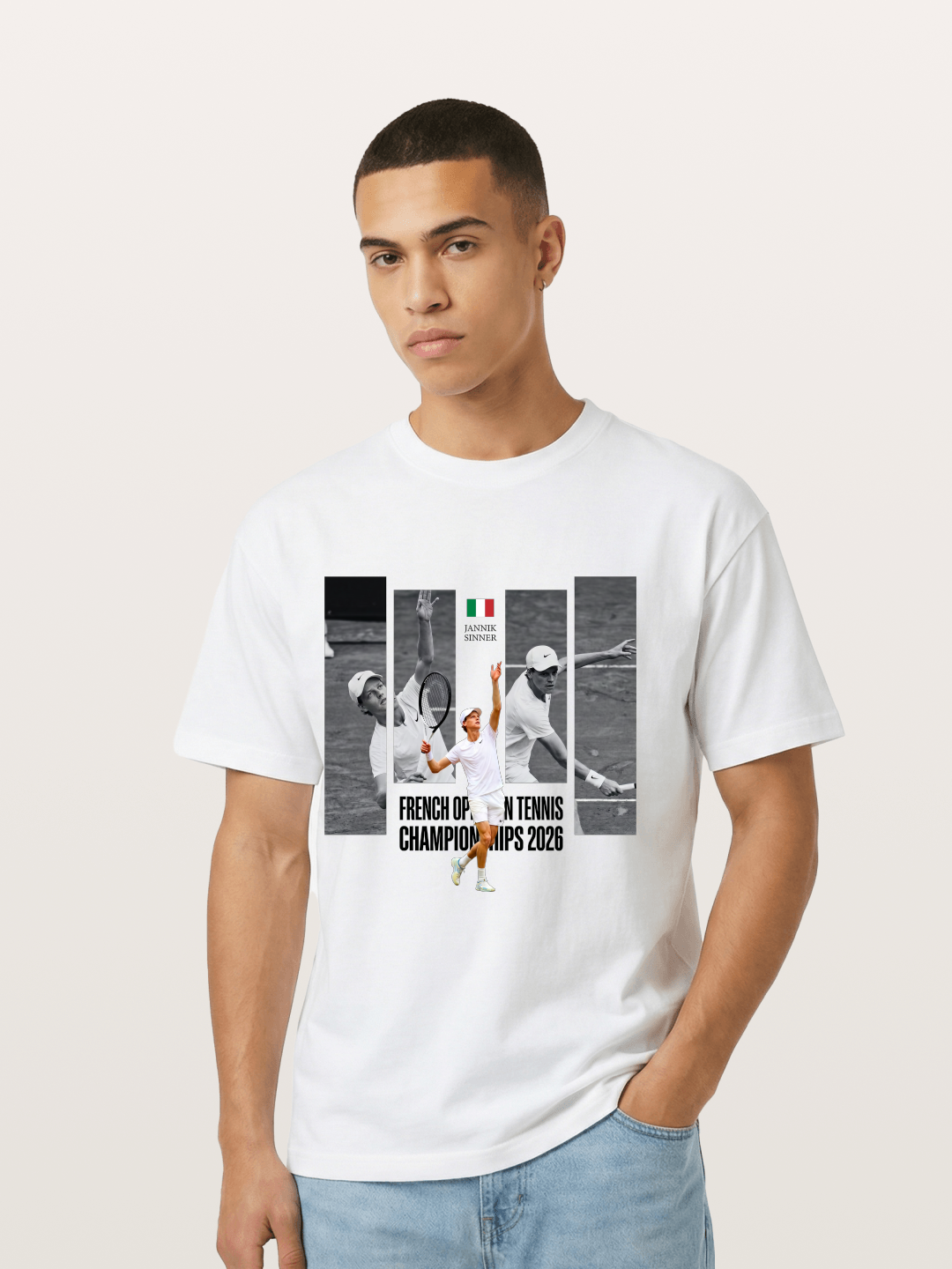 Jannik Sinner French Open Graphic Gildan T-shirt