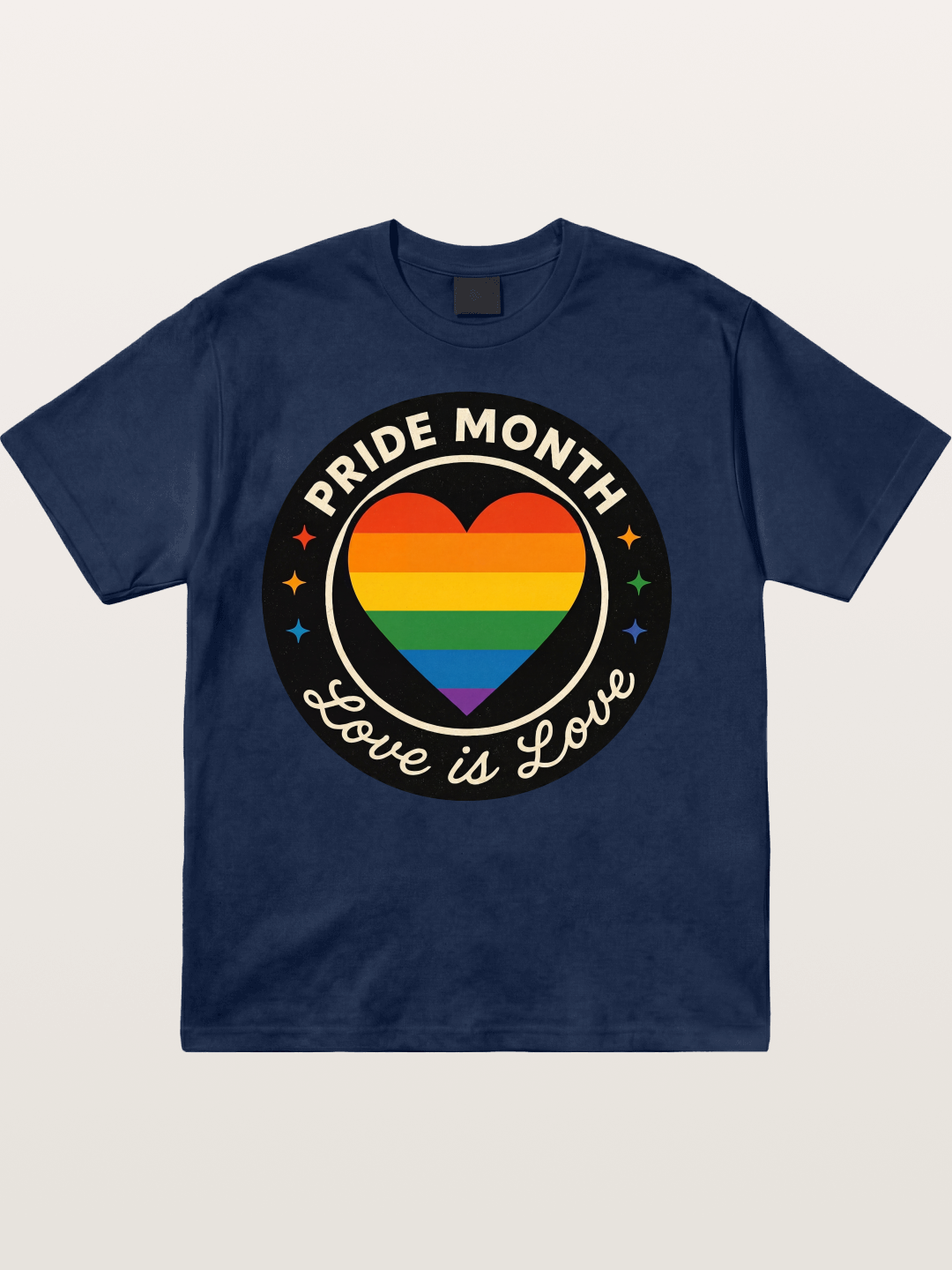 Pride Month Love Is Love Heart Badge Cotton T-shirt