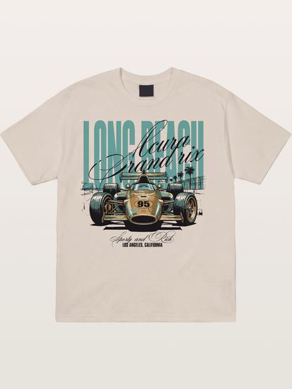 Vintage Long Beach Open Wheel Car Cotton T-shirt