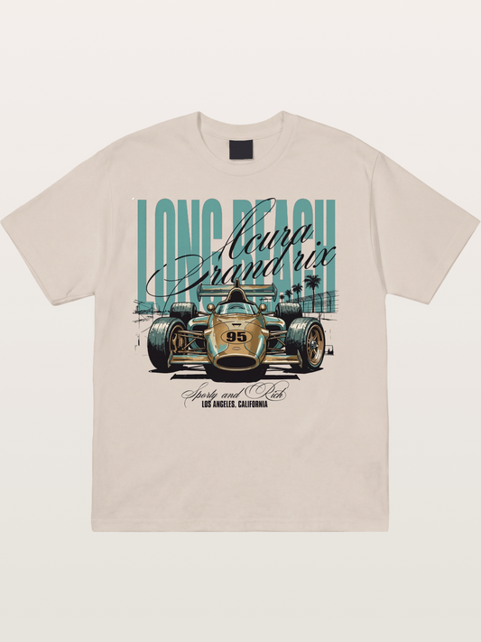 Vintage Long Beach Open Wheel Car Cotton T-shirt