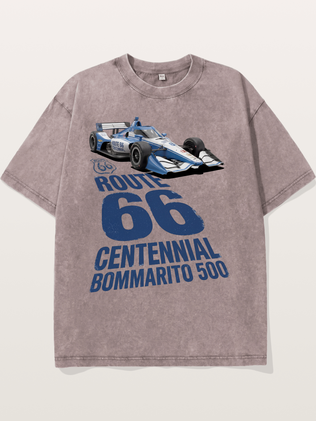 Blue IndyCar Route66 Print Washed T-shirt