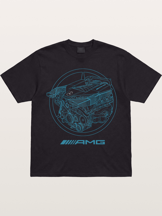 Mercedes AMG Engine Cutaway Blueprint Gildan T-shirt