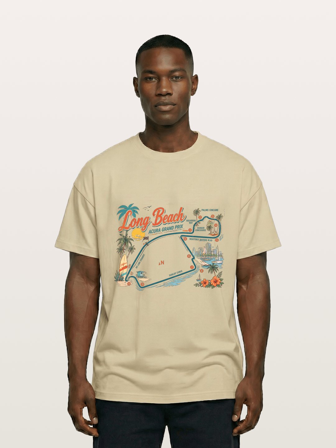Long Beach Circuit Track Map Graphic Gildan T-shirt