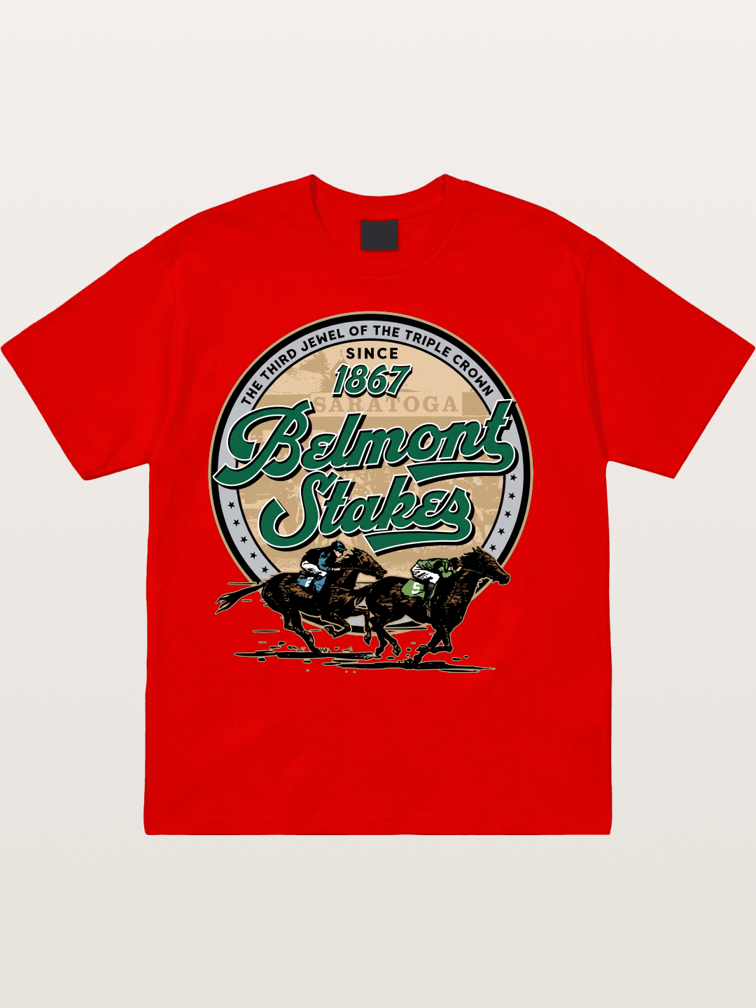 Belmont Stakes Two Horses Racing Cotton T-shirt