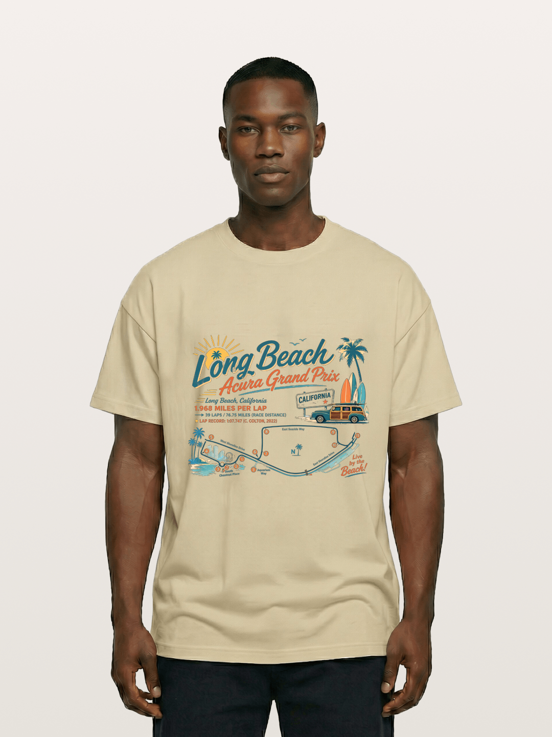 California Long Beach Race Poster Gildan T-shirt