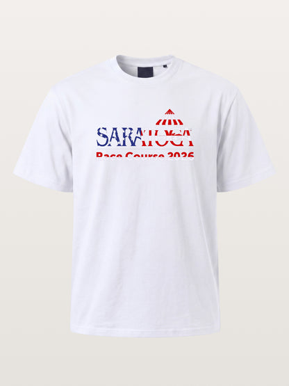 Saratoga Race Course Star Spangled Text Gildan T-shirt