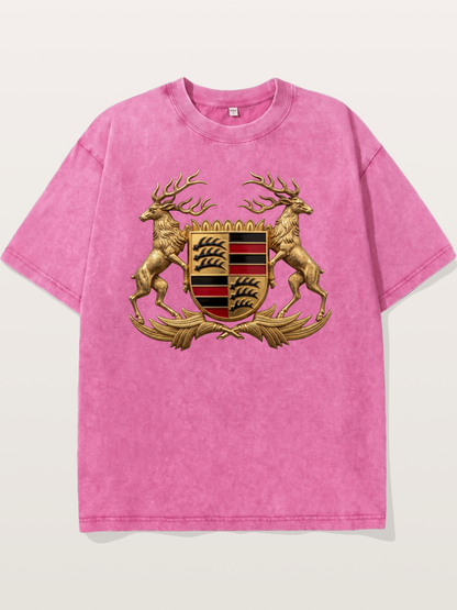 Porsche Crest Deer Artwork Washed T-shirt