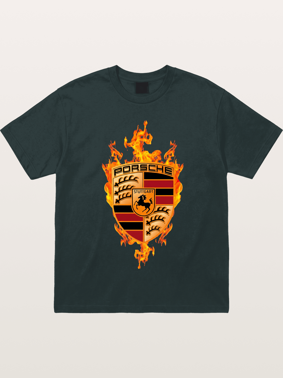 Porsche Crest Fire Flame Design Gildan T-shirt