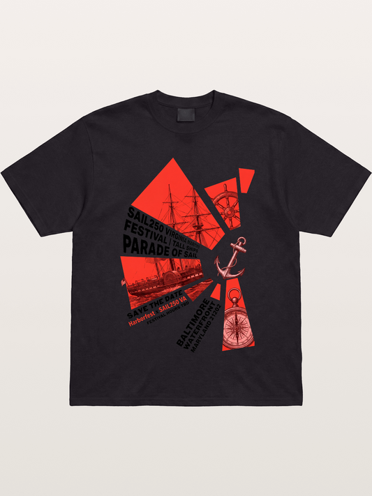 Pink Red Geometric Sail Poster Gildan T-shirt