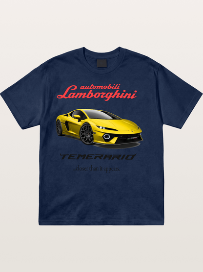 Lamborghini Temerario Yellow Sports Car Cotton T-shirt